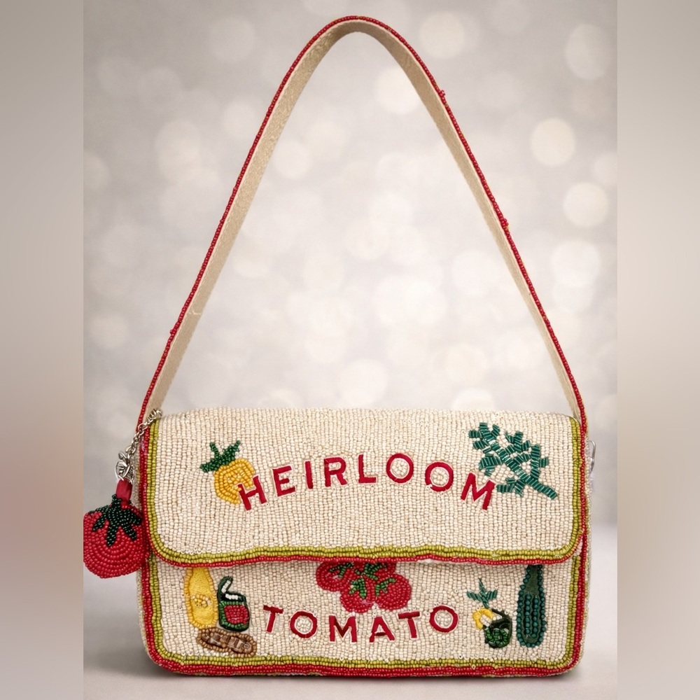 Heirloom Tomato Beaded Shoulder Bag